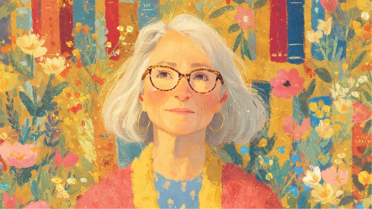 Illustrated portrait of Louise — “Missy” — a librarian.